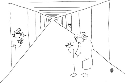 Cartoon: Social Distancing (medium) by cartoonsbyroth tagged social,distancing,pandemie,masken,maskenpflicht