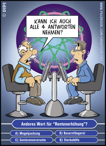 Cartoon: Renterfreude (medium) by DIPI tagged rentenerhöhung,senioren,rentner,rentner,senioren,rentenerhöhung