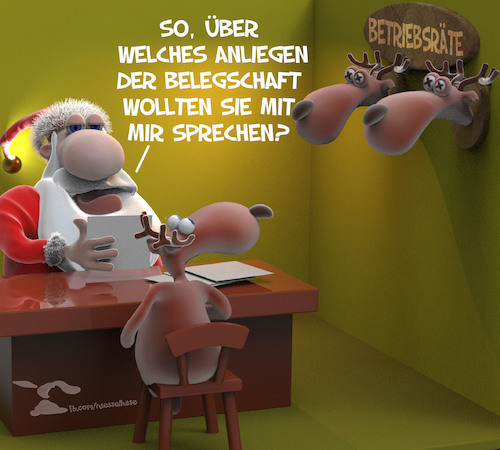 Cartoon: Betriebsrat (medium) by Rüsselhase tagged weihnachtemann,rentier,betriebsrat,fun,weihnachten,xmas