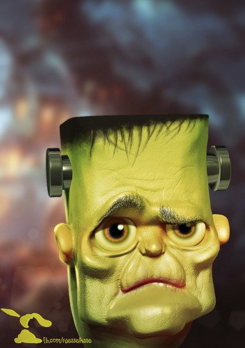 Cartoon: Frankensteins Monster (medium) by Rüsselhase tagged frankenstein,halloween,monster