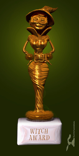 Cartoon: Hexenoscar (medium) by Rüsselhase tagged witch,oscar,award,gold,statue