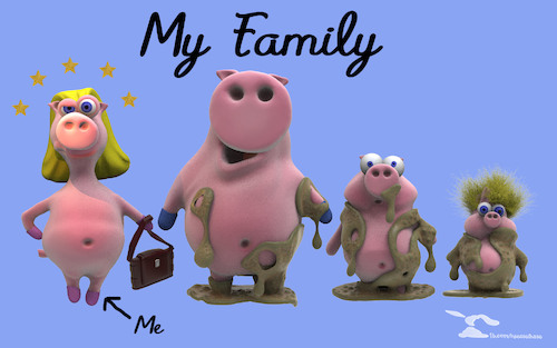 Cartoon: My Family (medium) by Rüsselhase tagged familie,schweine,schlamm