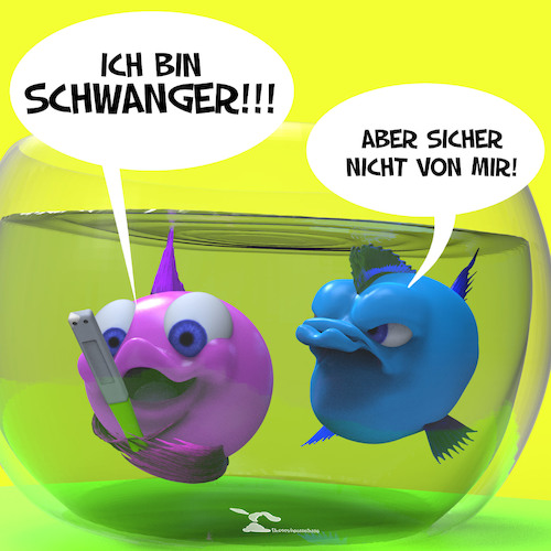 Cartoon: Schwanger (medium) by Rüsselhase tagged schwanger,fisch,goldfisch,beziehung