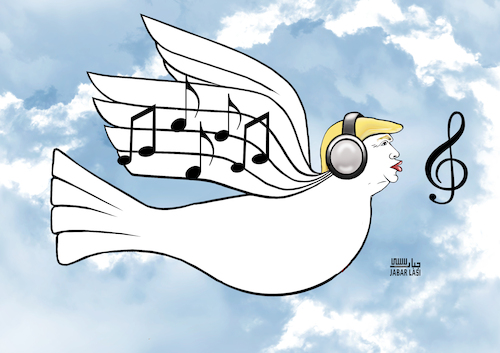 trumps peace (medium) Cartoon: trumps peace (medium) by jabar tagged trump