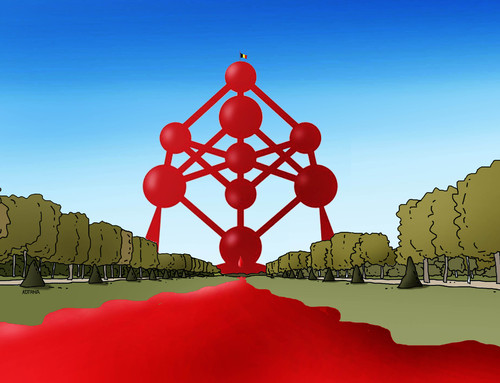 Cartoon: atomium (medium) by Lubomir Kotrha tagged brussel,terror,atack