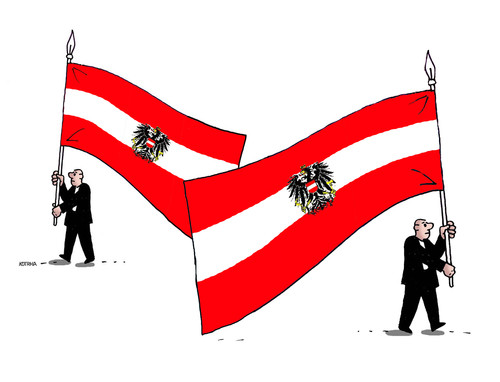 Cartoon: austriaflags (medium) by Lubomir Kotrha tagged austria,elections,president,europa,eu