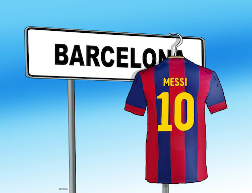 Cartoon: barcelona (medium) by Lubomir Kotrha tagged lionel,messi,barcelona,sooccer,lionel,messi,barcelona,sooccer