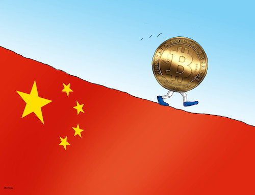 Cartoon: bichin (medium) by Lubomir Kotrha tagged china,bitcoin,china,bitcoin