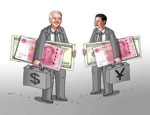 Cartoon: bidchin (medium) by Lubomir Kotrha tagged china,usa,dollar,economy,money,china,usa,dollar,economy,money