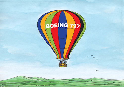 Cartoon: boeing797 (medium) by Lubomir Kotrha tagged earth,climate,changes,warming,melting,glaciers
