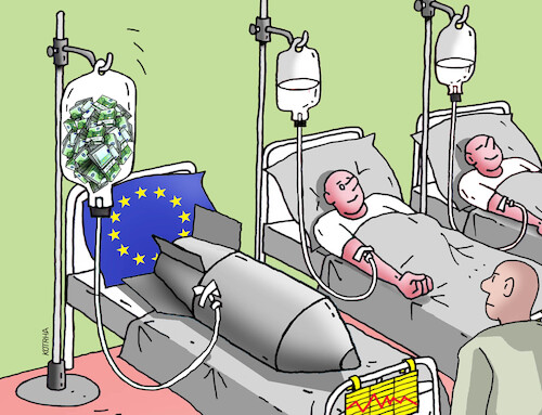 Cartoon: bombinfuz (medium) by Lubomir Kotrha tagged the,war,weapons,armament,money,european,union,peace,the,war,weapons,armament,money,european,union,peace