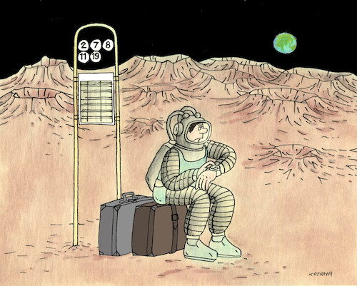 Cartoon: cakanie (medium) by Lubomir Kotrha tagged people,on,the,moon,usa,apollo