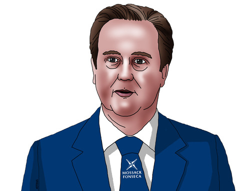 Cartoon: camemossack (medium) by Lubomir Kotrha tagged david,cameron,panama,papers,mossack,fonseca