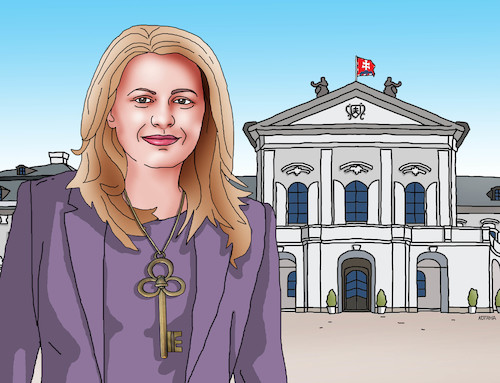 Cartoon: caputkluc (medium) by Lubomir Kotrha tagged zuzana,caputova,new,slovak,president