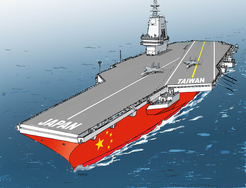 Cartoon: chinalod (medium) by Lubomir Kotrha tagged china,taiwan,japan,china,taiwan,japan