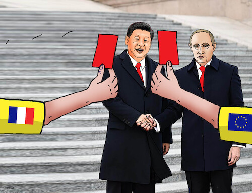 Cartoon: chinaputin24 (medium) by Lubomir Kotrha tagged china,eu,macron,leyen,china,eu,macron,leyen