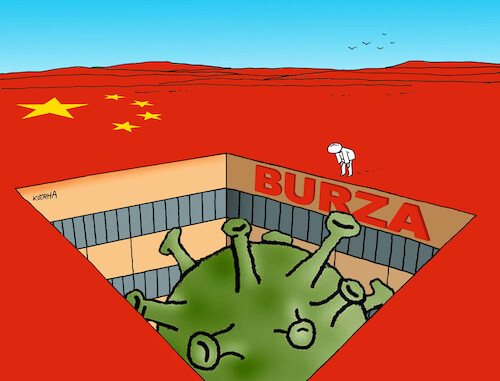 Cartoon: chinburcovid (medium) by Lubomir Kotrha tagged china,covid,lockdown,china,covid,lockdown
