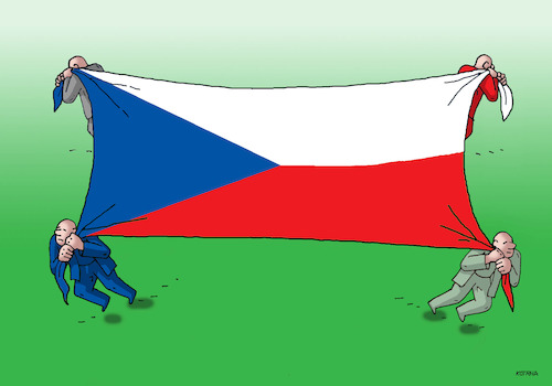 Cartoon: czechflag (medium) by Lubomir Kotrha tagged czech,parliamentary,elections,2017,andrej,babis,ano,eu
