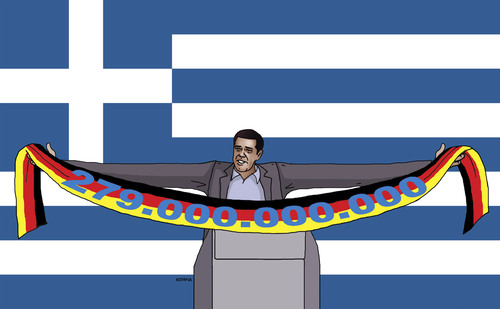 Cartoon: dlhger (medium) by Lubomir Kotrha tagged greece,eu,europe,ecb,syriza,money,deutschland