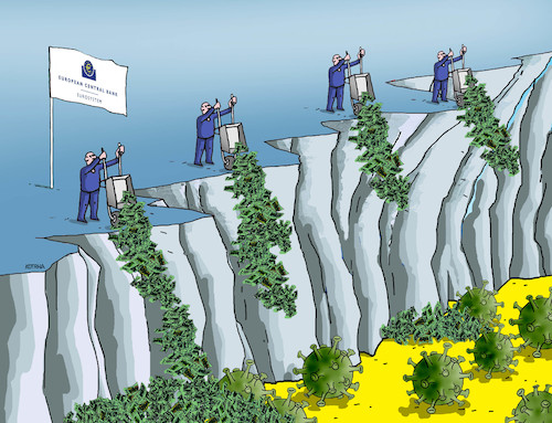 Cartoon: ecbboj (medium) by Lubomir Kotrha tagged ecb,euro,dollar,libra,coronavirus