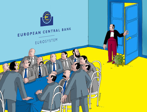 Cartoon: ecbkorona (medium) by Lubomir Kotrha tagged ecb,euro,money,coronavirus