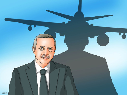 Cartoon: erdoshadow (medium) by Lubomir Kotrha tagged terrorism,incident,turkey,russia,erdogan,putin,fighter,is