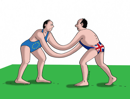 Cartoon: eubritboj (medium) by Lubomir Kotrha tagged eu,summit,brexit,europa,cameron,referendum