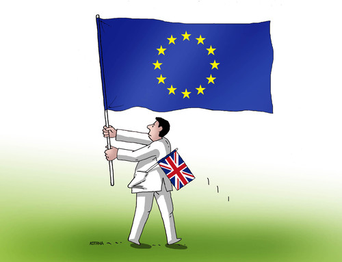 Cartoon: eubritpochod (medium) by Lubomir Kotrha tagged eu,summit,brexit,europa,cameron,referendum