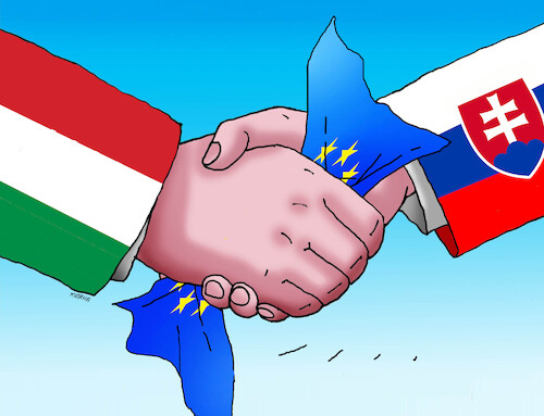 Cartoon: eurucno (medium) by Lubomir Kotrha tagged eu,slovakia,hungary,problems,eu,slovakia,hungary,problems