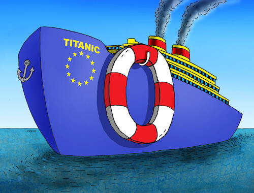 Cartoon: eutitanic (medium) by Lubomir Kotrha tagged eu,euro,economy,eu,euro,economy
