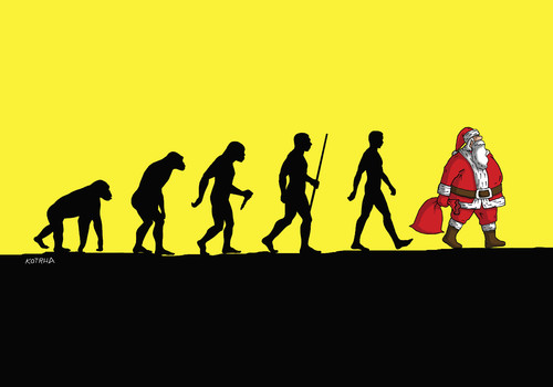 Cartoon: evolsanta (medium) by Lubomir Kotrha tagged santa,claus,evolution,christmas