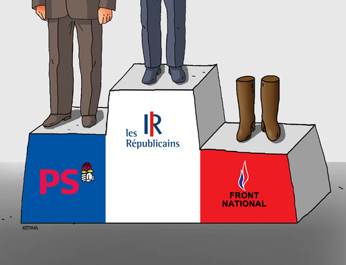 Cartoon: fraregion (medium) by Lubomir Kotrha tagged france,vote,elections,marine,le,pen,national,hollande,sarkozy