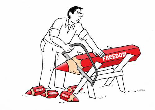 Cartoon: freedomini (medium) by Lubomir Kotrha tagged democracy,dictator,freedom,peace,war,world