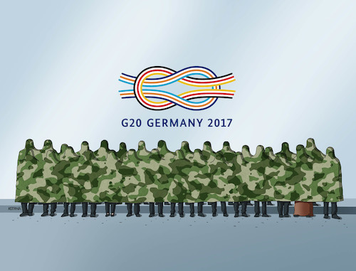 Cartoon: g20hamburg (medium) by Lubomir Kotrha tagged summit,g20,germany,hamburg,merkel,trump,putin,world,dollar,euro,libra,peace,war