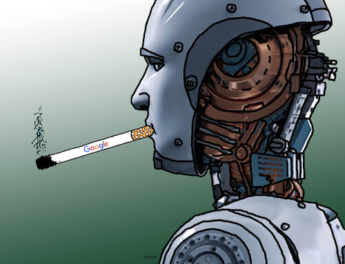 Cartoon: googcig (medium) by Lubomir Kotrha tagged google,artificial,intelligence,google,artificial,intelligence