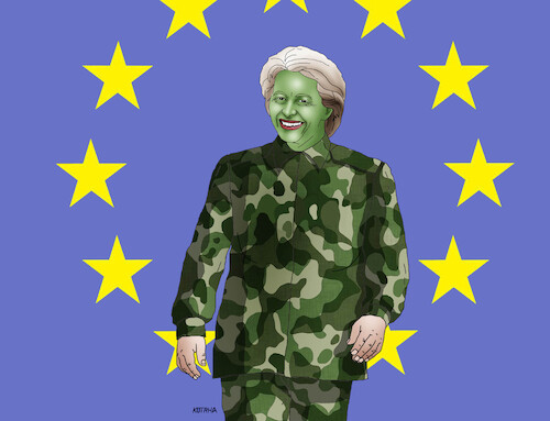 Cartoon: greenmask (medium) by Lubomir Kotrha tagged greenwashing,eu,ursula,greenwashing,eu,ursula