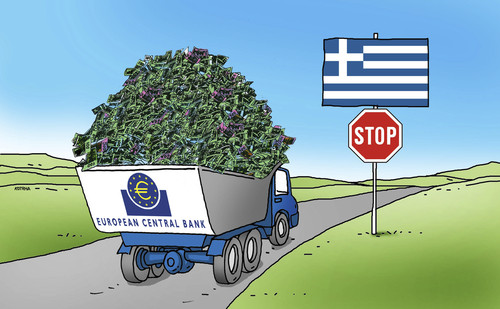 Cartoon: greestop (medium) by Lubomir Kotrha tagged greece,eu,europe,money,ecb,stop,syriza