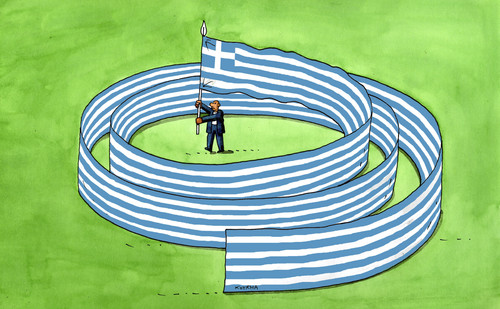 Cartoon: greflag (medium) by Lubomir Kotrha tagged greece,election,europa,eu,euro,syriza