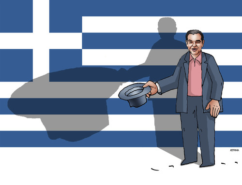 Cartoon: gretsipras (medium) by Lubomir Kotrha tagged greece,eu,referendum,syriza,tsipras,ecb,reforms,money,debt,euro