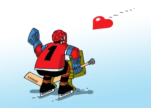 Cartoon: hoksrdce (medium) by Lubomir Kotrha tagged hokej,hockey,world,cup