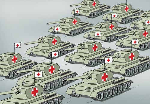 Cartoon: humanitary (medium) by Lubomir Kotrha tagged humanitary,war,ukraine,irak,world,putin,obama