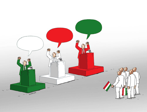 Cartoon: hunvolebno (medium) by Lubomir Kotrha tagged hungary,elections,orban,magyar,fidesz,tisza,hungary,elections,orban,magyar,fidesz,tisza