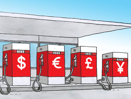 Cartoon: japan yen (medium) by Lubomir Kotrha tagged japan,yen,dollar,japan,yen,dollar