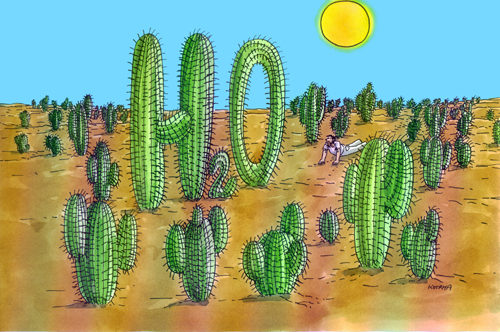 Cartoon: kaktusiska (medium) by Lubomir Kotrha tagged humor