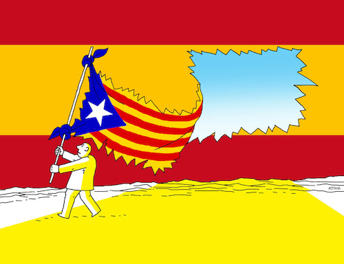 Cartoon: katalantrh (medium) by Lubomir Kotrha tagged catalonia,election,independence,spain,europe,euro,world