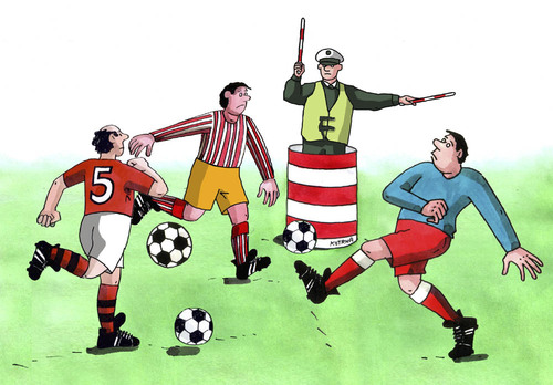Cartoon: krizovatka (medium) by Lubomir Kotrha tagged soccer