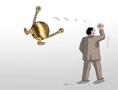 Cartoon: kryptohod (medium) by Lubomir Kotrha tagged dollar,euro,cryptocurrency,bitcoin,memecoin,dollar,euro,cryptocurrency,bitcoin,memecoin