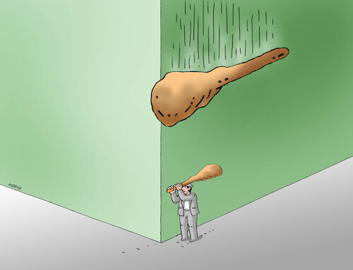 Cartoon: kyjakyj (medium) by Lubomir Kotrha tagged around,the,corner,around,the,corner