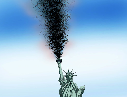 Cartoon: liberdym (medium) by Lubomir Kotrha tagged donald,trump,usa,paris,climate,world,dollar,euro,warming,earth