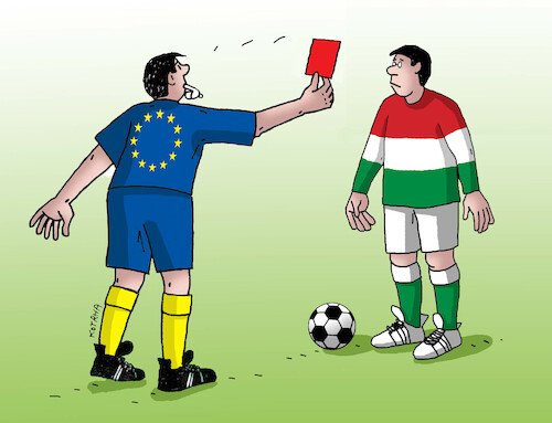 Cartoon: madeured (medium) by Lubomir Kotrha tagged eu,hungary,orban,russia,fonds,sanctions,eu,hungary,orban,russia,fonds,sanctions